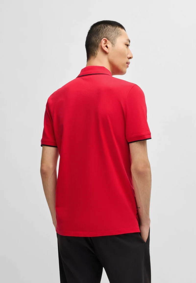 HUGO Stretch-cotton slim-fit polo shirt with printed logo